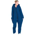 Produktbild: PEARL Ganzkörper Schlafanzug: Jumpsuit aus flauschigem Fleece, blau, Größe XXL
