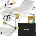 Produktbild: tectake® Massageliege 3 Zonen, Massagetisch, Massageliege klappbar, höhenverstellbare Aluminium Massageliege, Massagebett tragbar inkl. Zubehör, Kopfstütze, Armlehne, Tragetasche - weiß