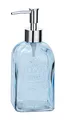 Produktbild: WENKO Flüssigseifenspender Vetro Blau, nachfüllbarer Seifenspender aus echtem Glas für ca. 500 ml Flüssigseife, eckiger Spender in angesagter Retro-Optik, ideal auch als kleine Vase, 7,5 x 19 x 7,5 cm