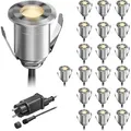 Produktbild: ledscom.de LED Boden-Einbauleuchte BINO für außen, IP67, 32mm Ø, warmweiß, 20er Set