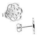 Produktbild: Materia Ohrstecker Silber 925 Damen - Blume des Lebens Silberohrringe rund flach SO-384-Silber