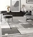 Produktbild: the carpet Pearl – Moderner Kurzflor Teppich, dichter Flor, geometrisches Muster, Konturenschnitt, Wohnzimmer & Schlafzimmer Teppich, Kariert, Grau, 240 x 330 cm