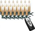 Produktbild: 15 kabellose LED Christbaumkerzen mit Fernbedienung | Komplett-Set | flammenlose Kerzen mit Tropfen | perfekte Alternative zur Lichterkette (creme gold)