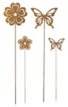 Produktbild: FRANK FLECHTWAREN Gartendeko, Schmetterling, Gartenstecker, Dekostecker, Stecker Blume & Schmetterling, im 4er Set ca. H:34cm, H:36cm, H:52cm, H:55CM