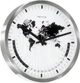Produktbild: Hermle Wanduhr Quarz Edelstahl mit gewölbtem Frontglas Weltzeit-Anzeige