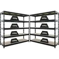 Produktbild: PROREGAL Mega Deal 2x Profi Schwerlastregal Rhino HxBxT 200x200x60cm 5 Spanplatten-Ebenen 8mm Fachlast 500kg Schwarz