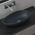 Produktbild: doporro Aufsatzwaschbecken Anthrazit matt oval BTH: 59,8x36x14 cm Mineralguss Waschbecken ohne Armaturloch Colossum809