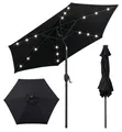 Produktbild: COSTWAY Sonnenschirm 230cm mit LED-Solar-Beleuchtung, 6 Rippen & Kurbel, Gartenschirm beidseitig um 35° knickbar, Terrassenschirm Marktschirm Schwarz