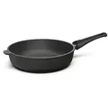Produktbild: Hoffmann Germany Bratpfanne Schmorpfanne Ø 24 cm hoher Rand – Made in Germany, Aluguss (1-tlg., 1x Pfanne Ø 24 cm mit hohem Rand), abnehmbarer Griff, Antihaft, backofenfest bis 250°C, Induktion schwarz Ø 24 cm