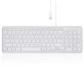 Produktbild: Perixx PERIBOARD-213W DE Kabelgebundene Kompakte USB Tastatur mit leisen Scherenstrukturtasten für Computer, Ziffernblock, Laptop und Tablet, Weiß, QWERTZ…