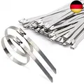 Produktbild: 100 Stück Stahlkabelbinder, Edelstahl Kabelbinder mit Verriegelungsfunktion