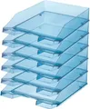 Produktbild: Ablagekorb HAN Klassik, für Format A4/C4, mit Beschriftungsfeld, stapelbar, B 255 x T 348 x H 65 mm, Kunststoff, blau/transparent, 6 Stück 68444