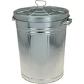 Produktbild: Zink Abfalleimer mit Deckel - 55 Liter - Metall Garten Outdoor Mülleimer silber - Silber
