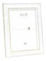 Produktbild: Deknudt Frames - Holzrahmen in Weiß mit Außenrand in braunfarbe - für Bild 15 x 20 cm - Weiß - Fotorahmen - S221H1 - zum aufhängen oder zum aufstellen