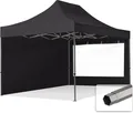Produktbild: TOOLPORT 3x4,5m Stahl Faltpavillon, inkl. 2 Seitenteile, schwarz
