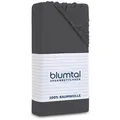 Produktbild: Blumtal Spannbettlaken Blumtal Basics 100% Baumwolle, Baumwolle, Gummizug: Rundum, (1 Stück), Jersey Bettlaken - atmungsaktiv, strapazierfähig und faltenfrei grau 140 cm x 200 cm
