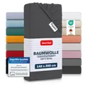 Produktbild: Blumtal® Basics Spannbettlaken Topper - Jersey Bettlaken aus 100% Baumwolle - Oeko-TEX zertifiziertes Spannbetttuch Anthrazit - Topper 140x200cm