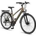 Produktbild: Licorne Bike Premium Touring Trekking Bike in 28 Zoll - Fahrrad für Jungen, Mädchen, Damen und Herren - 21 Gang-Schaltung - Mountainbike - Crossbike - Gold
