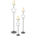 Produktbild: Kerzenhalter aus Metall mit Stern GUILA, H. 54,5 - 99,5 cm, 3er-Set