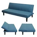 Produktbild: Schlafsofa MCW-J17, Couch Klappsofa Gästebett Bettsofa, Schlaffunktion Stoff/Textil 165cm ~ türkis-blau