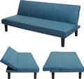 Produktbild: Schlafsofa MCW-J17, Couch Klappsofa Gästebett Bettsofa, Schlaffunktion Stoff/Textil 165cm türkis-blau