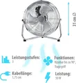 Produktbild: Grafner Ventilator Bodenventilator Ø31 cm im Retro-Stil, 55 Watt, mit 3 kraftvollen Stufen, verstellbarer Neigungswinkel, tragbar, 12 Zoll Standventilator Windmaschine Ventilator Retro