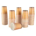 Produktbild: 100 Pappbecher x 9oz/250ml Braune Pappbecher, Holz-Effekt Party Tassen für Ka...