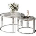 Produktbild: COUCHTISCH 2 in 1 LORI GLASS verchromt silber