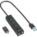 Produktbild: 3-Port USB 3.2 Gen 1 Alu Hub + Ethernet, Dockingstation schwarz