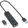 Produktbild: Sharkoon HUB 3X USB 3.2 +RJ45 ALU BLACK (USB-C, 3 Ports) (4044951037575)