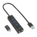 Produktbild: Sharkoon 3-Port USB Hub + RJ45 Ethernet Adapter