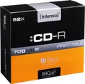 Produktbild: Intenso 1801622 CD-R 80 Rohling 700 MB 10 St. Slimcase Bedruckbar