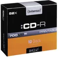 Produktbild: Intenso CD-R Rohlinge 700MB 10er Slimcase 52x Inkjet Printable Daten-CD