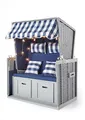 Produktbild: Wohnando Strandkorb XXL Blau Weiß für Zwei Personen inklusive LED - Maritimes Flair für Garten & Terrasse
