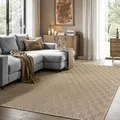 Produktbild: the carpet Kansas - Stilvoller Teppich im Jute-Look, ideal für Wohnzimmer, Esszimmer & Flur, pflegeleicht und wetterbeständig für Indoor & Outdoor, Raute, ca. 140 x 200 cm