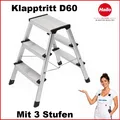 Produktbild: Hailo 3-Stufen Alu Klapptritt mit Anti-Rutsch-Riffelung bis 150 kg # 4443701