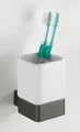 Produktbild: WENKO Zahnputzbecher Montella – Keramik & Aluminium, Wandmontage, Weiß