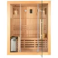 Produktbild: HOME DELUXE - Traditionelle Sauna - Skyline L - 120 x 150 x 190 cm - für 2-3 Personen, Hemlocktanne, inkl. Saunaofen, Saunazubehör I Dampfsauna A... - Naturbelassen
