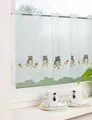 Produktbild: EXPERIENCE Scheibengardine Scheibengardine Küchengardine Bistrogardine 2505 48x140 cm Weiß Braun Eule (1 St), Stangendurchzug, halbtransparent, Voile, Stickerei