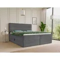 Produktbild: Boxspringbett Mollo mit 2 Bettkästen, Doppelbett mit Bonell-Matratze und Topper, Polsterbett in weichem Cordstoff, Bett, Boxbett, Bettgestell für... - Dunkelgrau