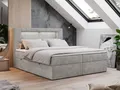 Produktbild: Boxspringbett 120x200 mit Led, Polsterbett mit LED Kopfteil - Multipocket-Matratze - Doppelbett - GOLD-5 - 120x200 - Hellgrau - Struktur - H3