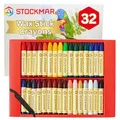 Produktbild: STOCKMAR - Wachsmalstifte | Wachsmalstifte mit natürlichem Bienenwachs für Kinder und Erwachsene, 32 Farben Set | Inhalt: 32xWachsmalstifte (8x7x2cm) inkl. Schaber im Kartonetui