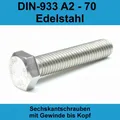 Produktbild: M8 Sechskantschrauben Edelstahl DIN 933 A2 V2A Maschinen Gewinde Voll 4017 M8x