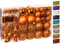 Produktbild: BRUBAKER 101-teiliges Set Weihnachtskugeln mit Baumspitze Christbaumschmuck Orange