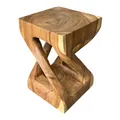 Produktbild: FaHome Holz Beistelltisch - Holzhocker Couchtisch - Handgefertigt – Kantig gedreht aus massivem Suarholz - 50x28x28 cm