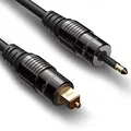 Produktbild: FosPower Optisches Digital-Audio-Toslink-Kabel auf Mini-Toslink (S/PDIF), Premium-Qualität, 24K vergoldete Metallstecker, 2m Länge