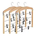 Produktbild: Rockbügel mehrfach Hosenbügel Holz Klappbarer Rockhalter 4 Klammern drehbar