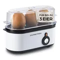 Produktbild: GOURMETmaxx Eierkocher für 3 Eier | Egg Boiler mit Eierstecher im Messbecher | Egg Cooker – 3 Härtegrade für deinen Eierbecher | Design Eierkocher klein – spülmaschinenfeste Teile