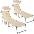 Produktbild: TecTake GmbH 2er Set Sonnenliege Chloé 4-stufig mit Kopfpolster - beige 405125