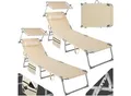 Produktbild: tectake® 2er Set Sonnenliege, klappbar, 4-fach verstellbare Rückenlehne mit Kopfpolster, 190 x 68 x 28 cm, mit Seitentasche